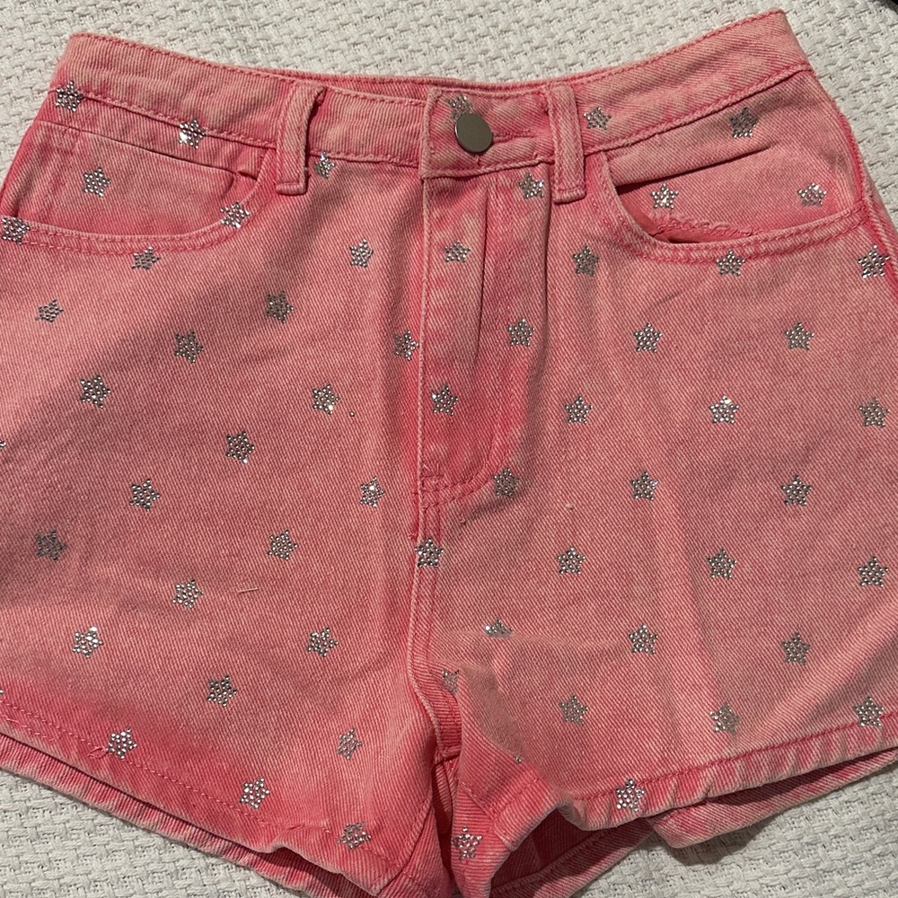 Pink Star-Patterned Women's Shorts Blueb small. Like new